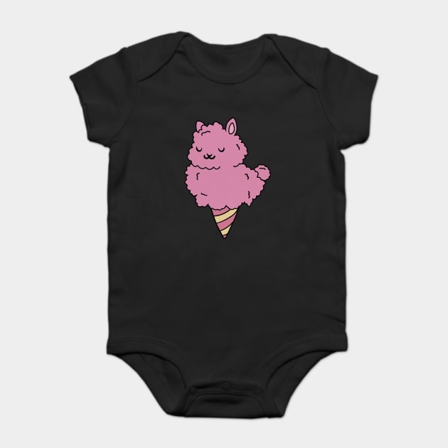 Cute Pink Llama Alpaca Icecream Shape Baby Bodysuit by logiamerch